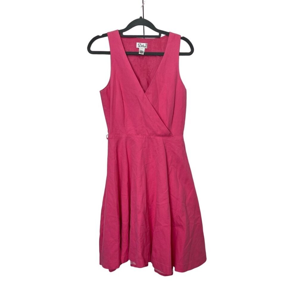 Lilly Pulitzer Vintage Surplice Neckline Sleeveless Dress A-Line Barbie Pink 4